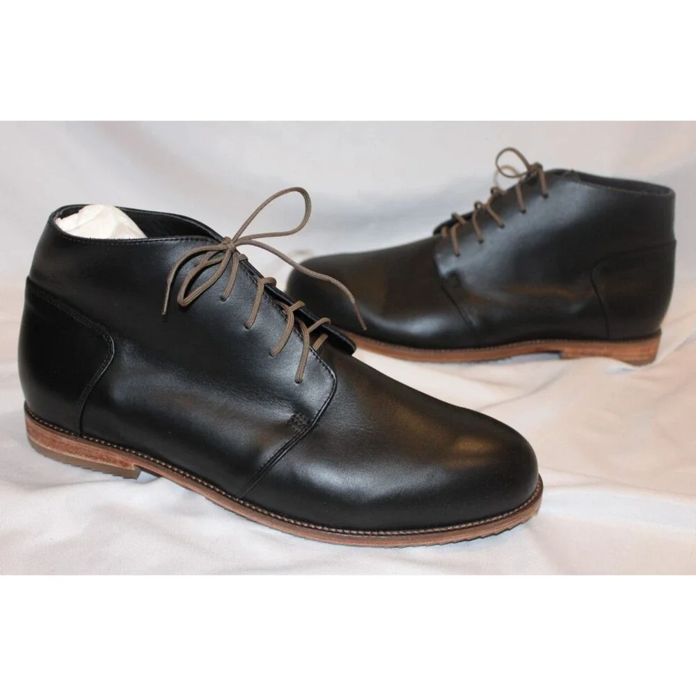 NISOLO MEN'S CHUKKA LEATHER BOOTS TOBACCO BLACK SZ 11 NWOB‎